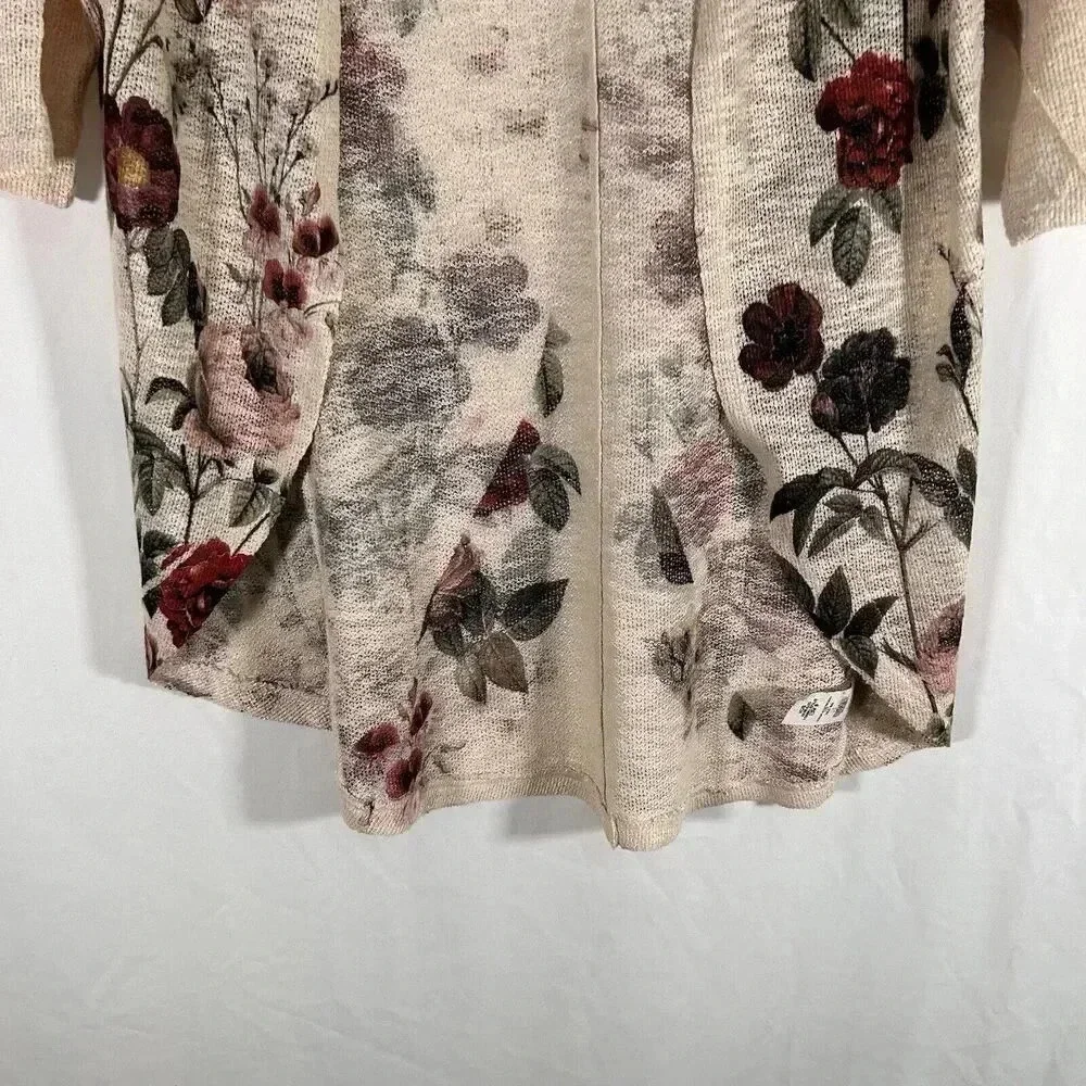 New Live in the Moment Cardigan Women's Small Beige Open Knit Short Sleeve